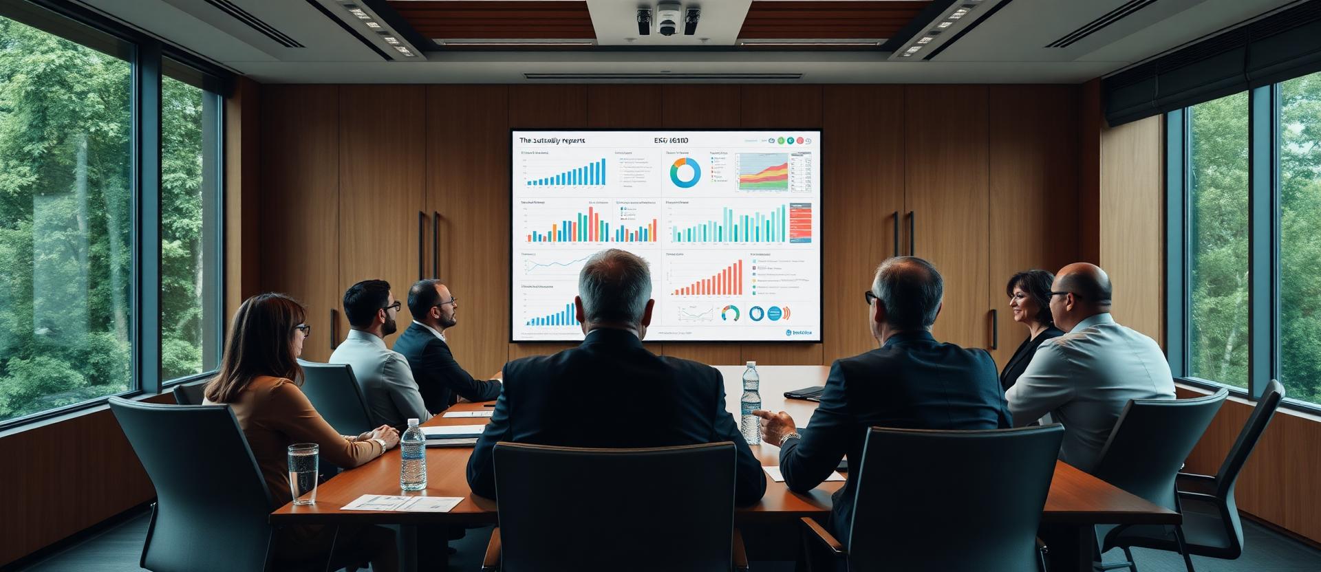 Profissionais analisando indicadores ambientais e ESG